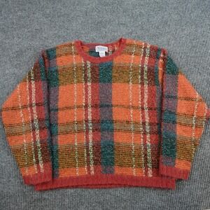 Bridgewater Classics Sweater Womens Large Multicolor Mohair Plaid Knit Pullover